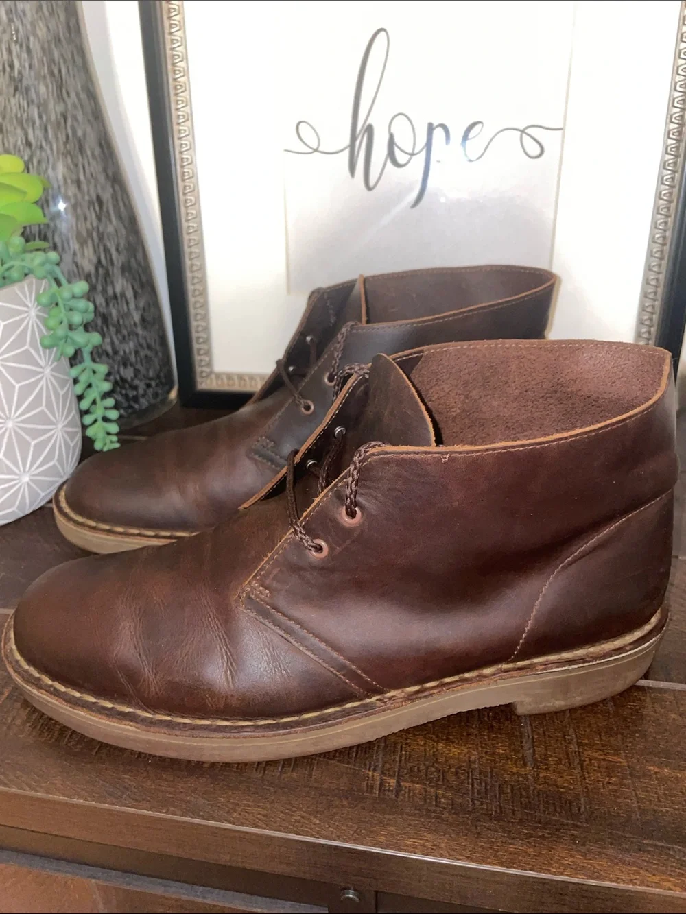 Clarks Bushacre II Men's Dark Brown Leather Chukka Dessert Boots Size 10.5 M